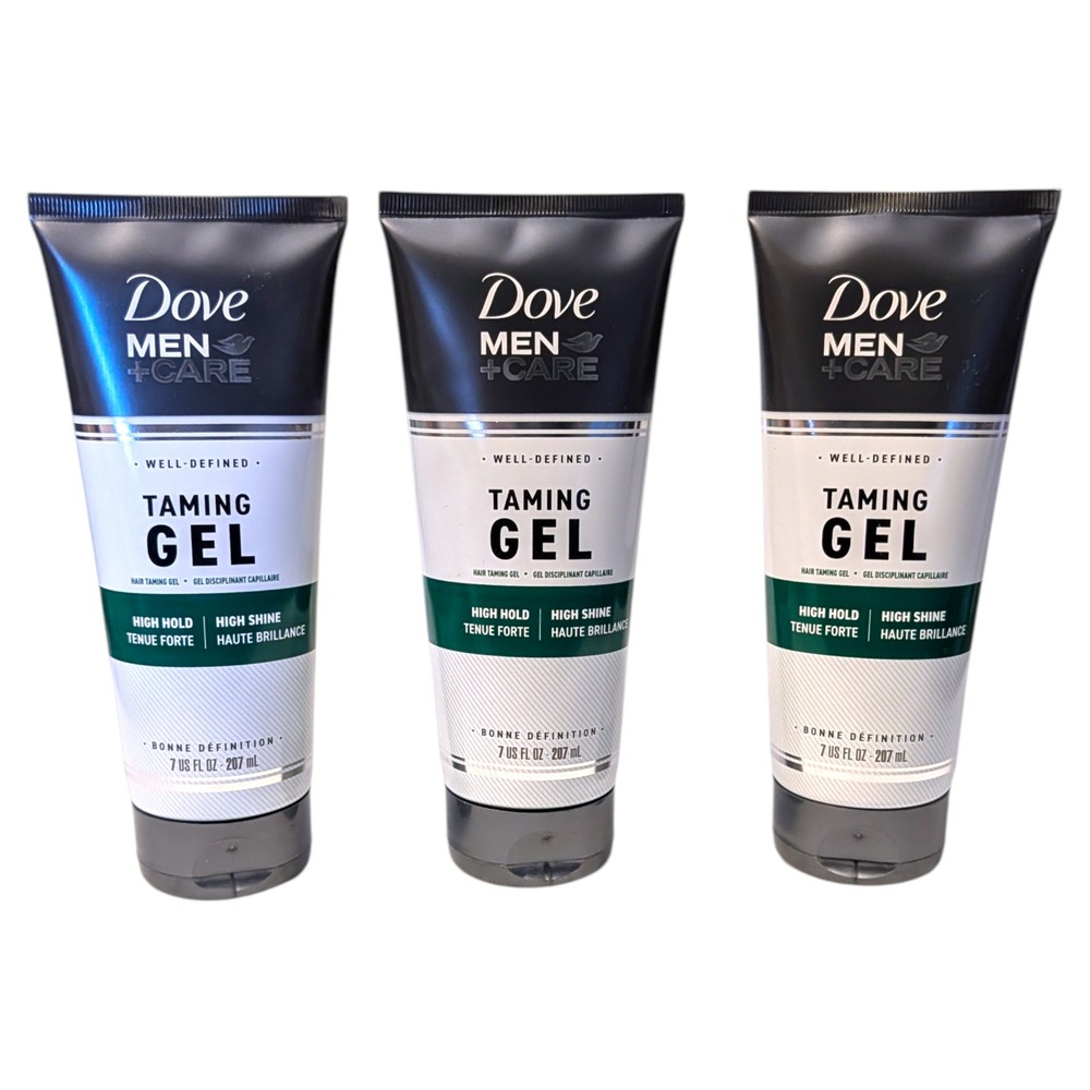 Dove Men+Care Taming Gel High Hold & Shine 7 oz 3 Pack Tubes Hair Styling